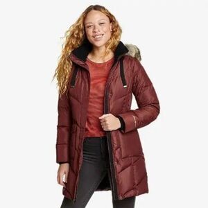 Eddie Bauer Women's Lodge Cascadian Down Parka In Burnt Orange Size M